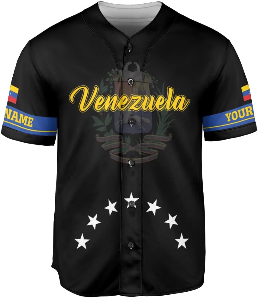 Custom Venezuela Jerseys for Men Venezuela Flag T-Shirt Venezuela Coat of Arms Shirt Venezuelan Pride Venezuela Flag Jerseys