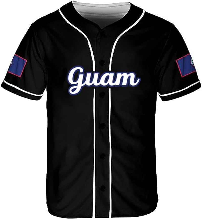 Parvii Personalized Guam Baseball Jersey Shirt, Guam Jersey, Guahan Flag Jersey, Guam Islander Pride Jersey for Men & Women