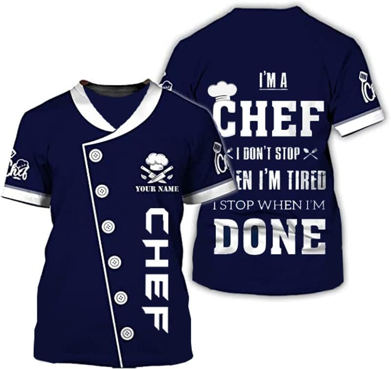 Personalized Chef Shirt Master Chef 3D Shirts Chef Gifts Custom Name Chefs Shirt for Men and Women, Tshirt Chef Utility Shirt