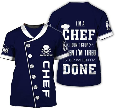 Personalized Chef Shirt Master Chef 3D Shirts Chef Gifts Custom Name Chefs Shirt for Men and Women, Tshirt Chef Utility Shirt