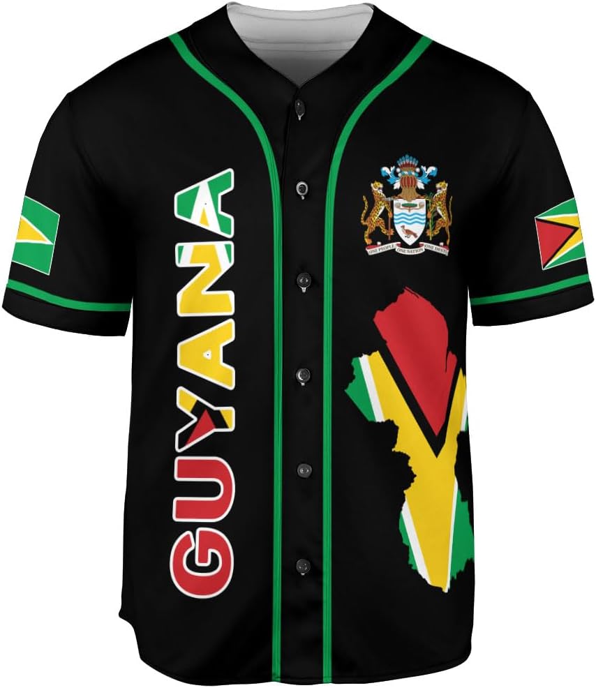 Custom Guyana Baseball Jersey Shirts Guyanese Guyana Flag Jersey Guyanese Flag Jerseys Guyana Guyanese Pride Gift Men Women