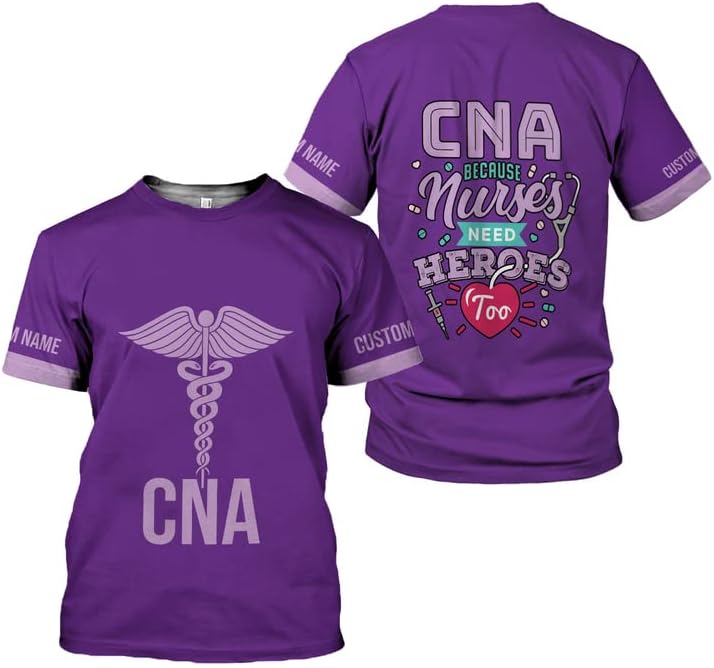 Generic Personalized Nurse Shirt, RN, CNA, Unisex-Adults, Short Sleeve, T-Shirt, 3D All-Over Print, Bl4, 5X-Large