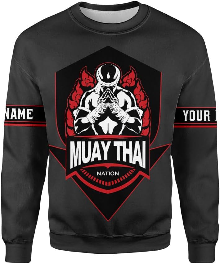 MAPrints Personalized Name Boxing Hoodies, Muay Thai Pride Sweatshirt