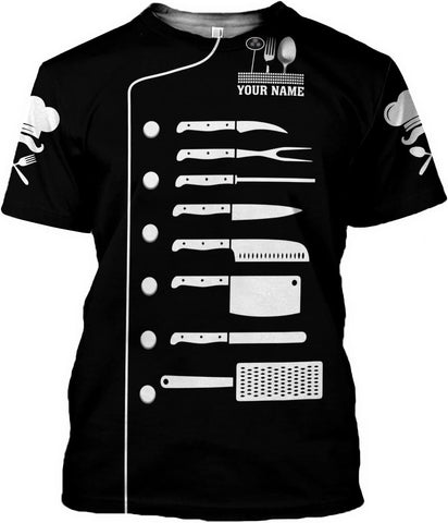 Personalized Chef Shirt Master Chef 3D Shirts Chef Gifts Custom Name Chefs Shirt for Men and Women, Tshirt Chef Utility Shirt