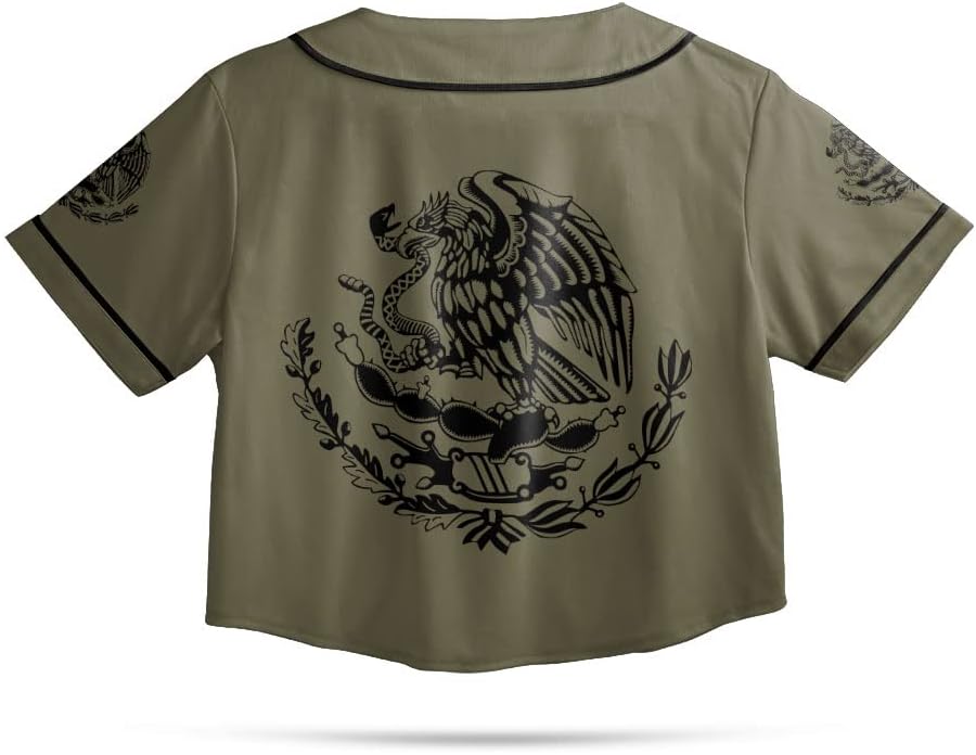 Personalized Name Mexico Crop Top Baseball Jersey Shirt, Mexican Jersey for Women, Jersey Mexico Shirt 3D Gifts (BJ77)