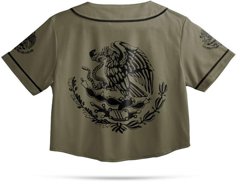 Personalized Name Mexico Crop Top Baseball Jersey Shirt, Mexican Jersey for Women, Jersey Mexico Shirt 3D Gifts (BJ77)