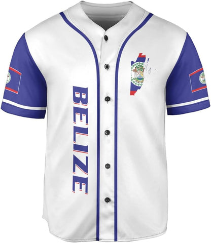 Podagree Personalized Belize Baseball Jersey Camisa Shirt, Belizean Flag Jersey, Belizean Pride Jersey for Men and Women
