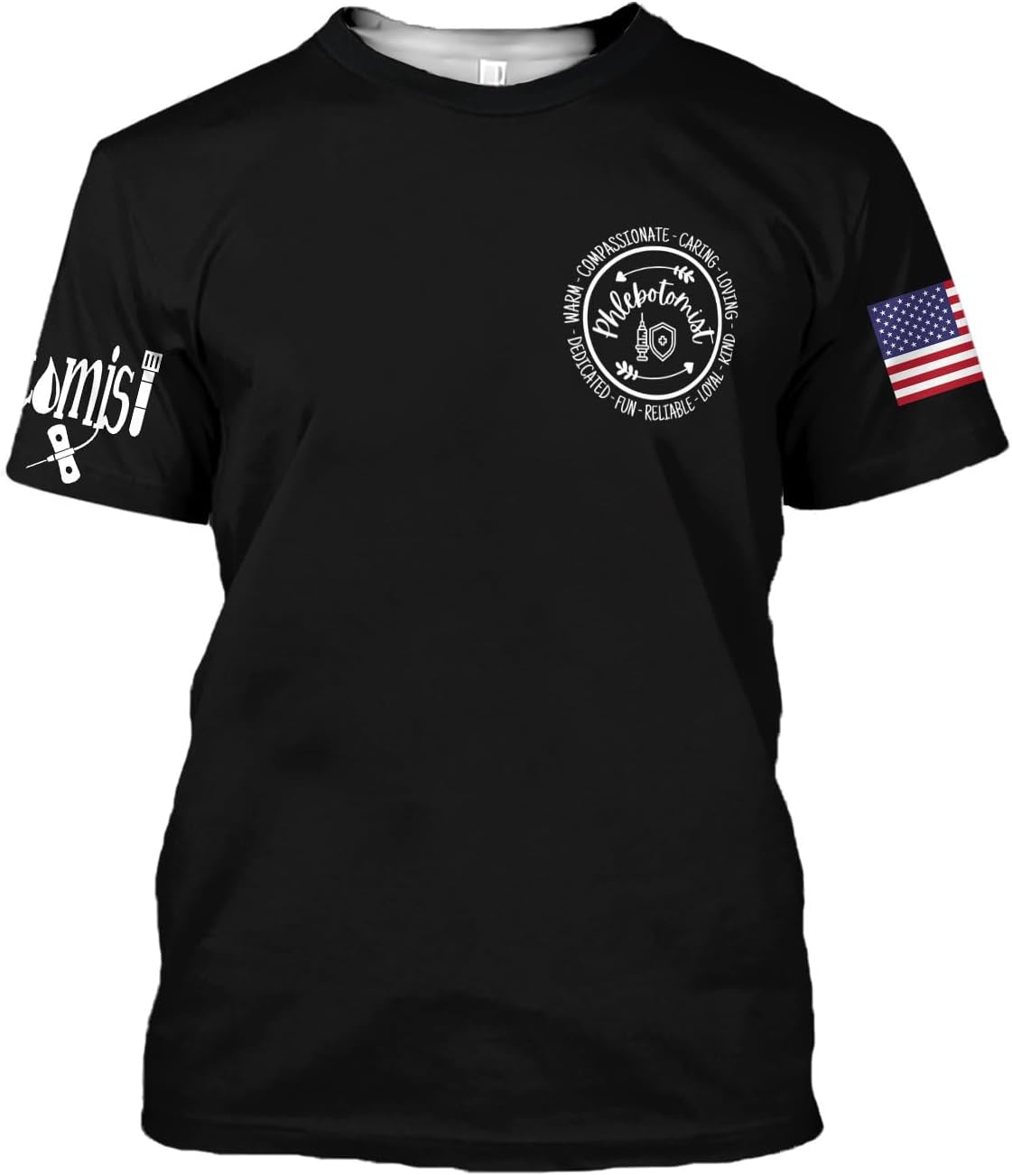 MoonArt Personalized Name Phlebotomist Shirt Gifts USA Phlebotomy Graduation Syringe Hospital Tech Nursing Emergency Shirts