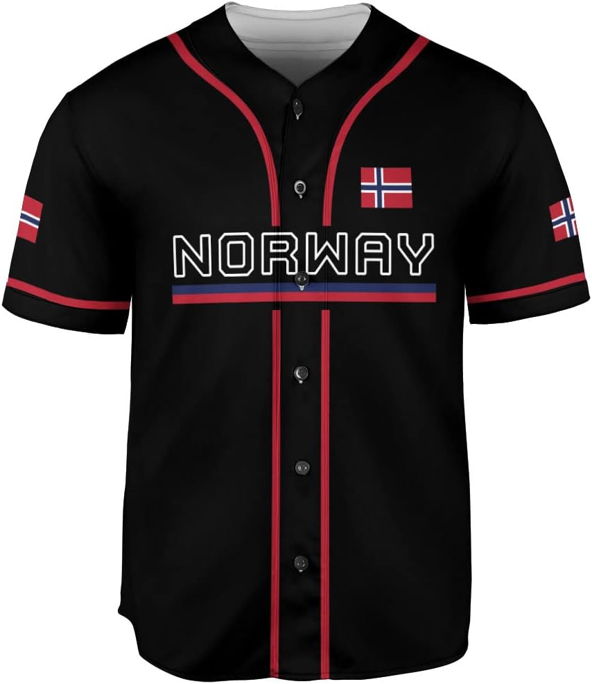 Podagree Personalized Norway Baseball Jersey Shirt Norwegian Pride Flag Roots Norwegian Jersey Soccer for Men and Women