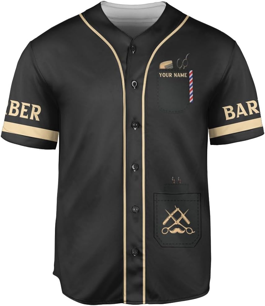 Personalized Barber Shop Baseball Jersey, Hairdresser Jersey, Barber Tools Hat