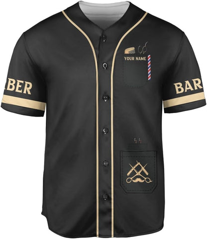 Personalized Barber Shop Baseball Jersey, Hairdresser Jersey, Barber Tools Hat
