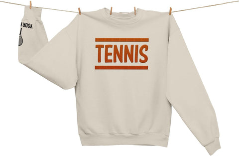 MAPrints Personalized Tennis Sweatshirt, Heartbeat Embroidery, Sport Gift