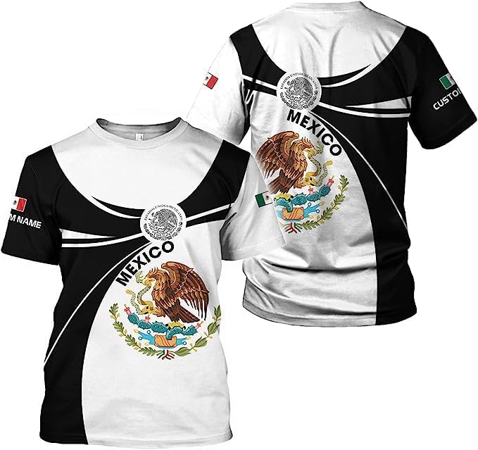 Personalized Mexican Shirts for Men 3D Customized Mexico Shirts for Men Mexico Shirts for Women Mexico Flag Shirt (RD43)