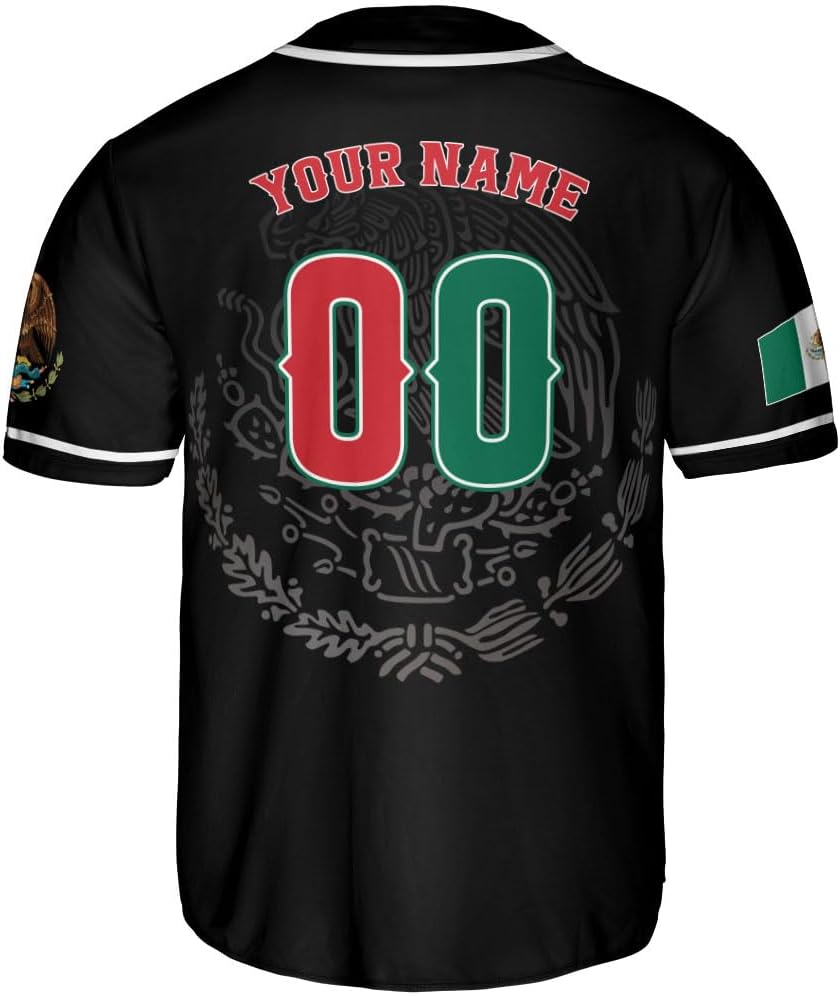 Mostefy Personalized Mexico Baseball Jerseys Mexican Eagle & Flag Shirt for Teams, Mexico Shirts for Men & Women Size S-5XL1