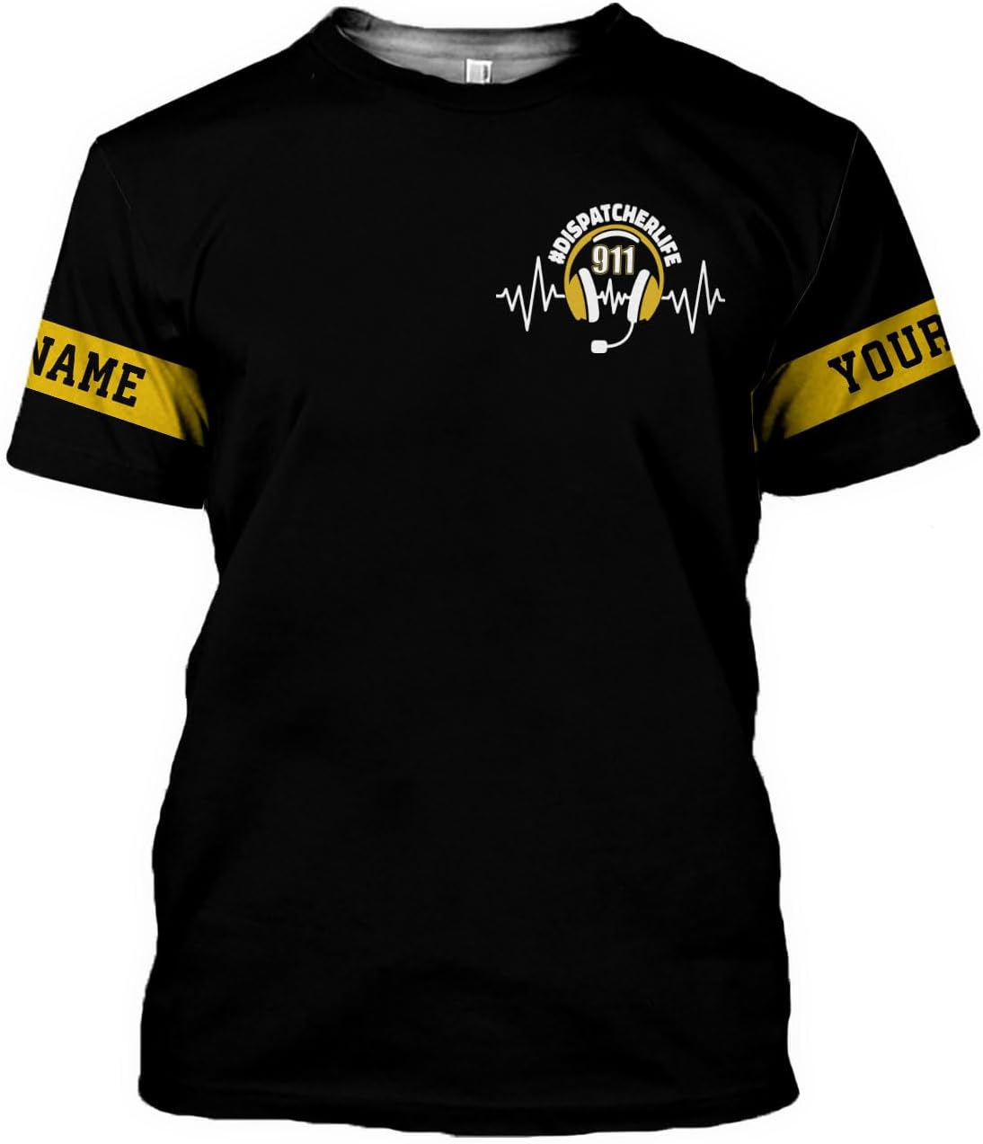 Leeprints Personalized 911 Dispatcher 3D Shirt, Custom Dispatcher 3D T-shirt, Thin Gold Line Flag 3D Shirts, Dispatcher