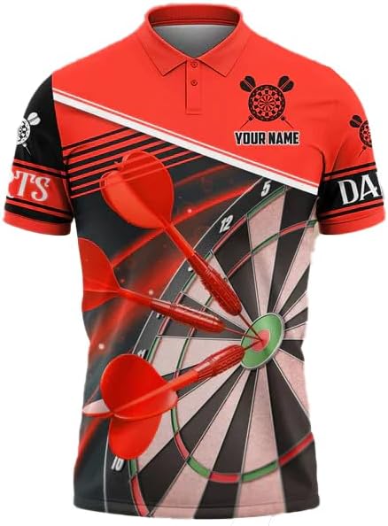 Personalized Name Dart 3D Polo Shirt, Dart Shirts, Mens Dart Shirts, Funny Dart Tshirts, Dart Team Shirts Gifts (Dart 1)