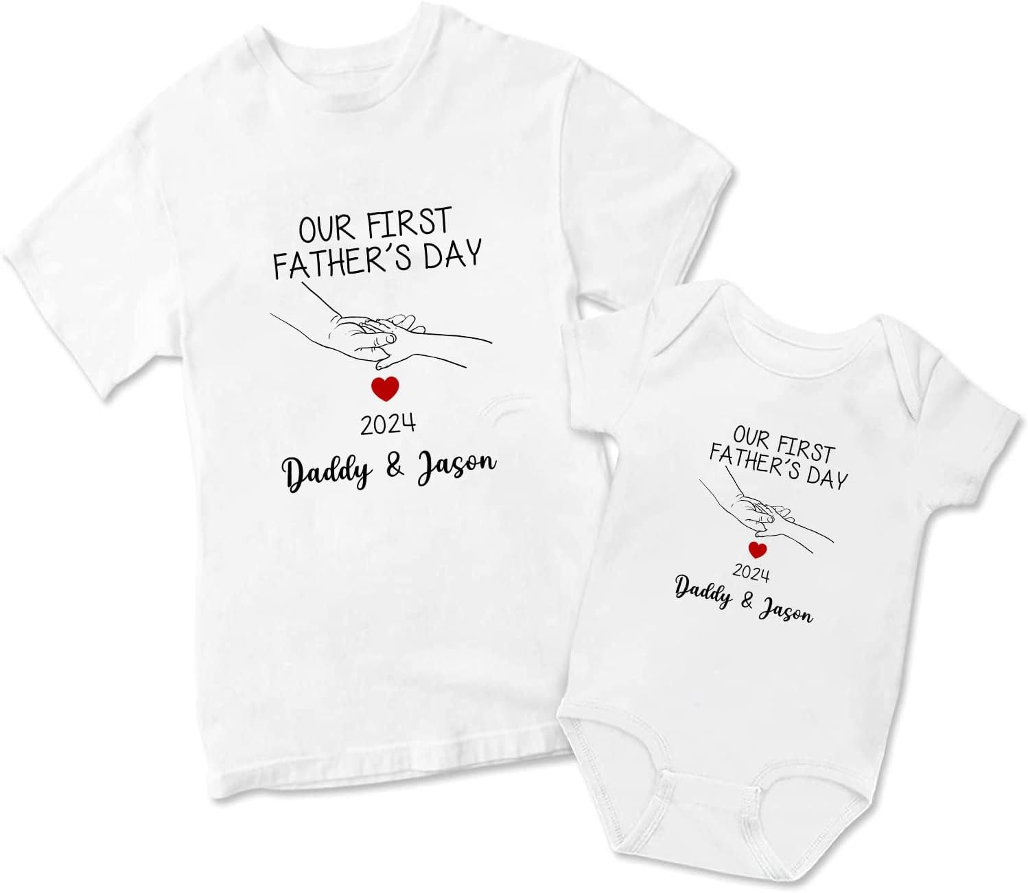Mostprints Personalized Our First Father's Day Matching Shirts Dad and Son Matching Outfits Father and Daughter Matching Shirt3