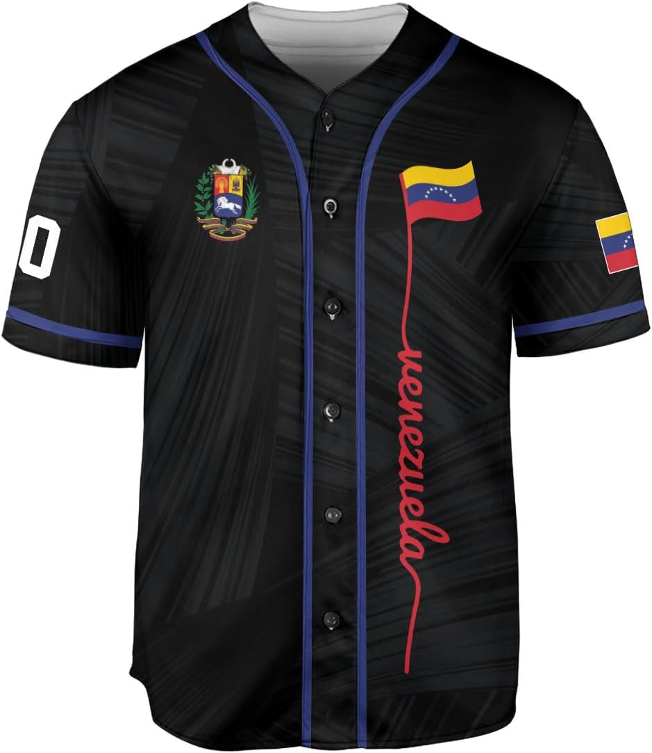 Custom Venezuela Jerseys for Men Venezuela Flag T-Shirt Venezuela Coat of Arms Shirt Venezuelan Pride Venezuela Flag Jerseys