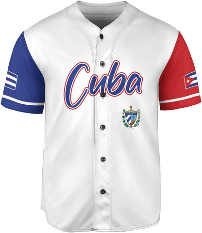 Personalized Cuba Baseball Jersey Shirt, Cuba Flag Jersey, Cuban Jersey for Men and Women, Cuba USA Flag T Shirt
