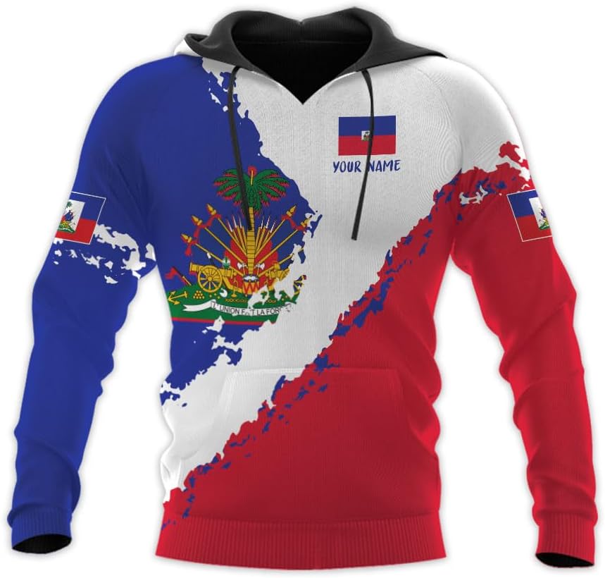 Vybonz Personalized Haiti Zip Hoodie - Men & Women Haitian Pride Coat Of Arms Hoodie
