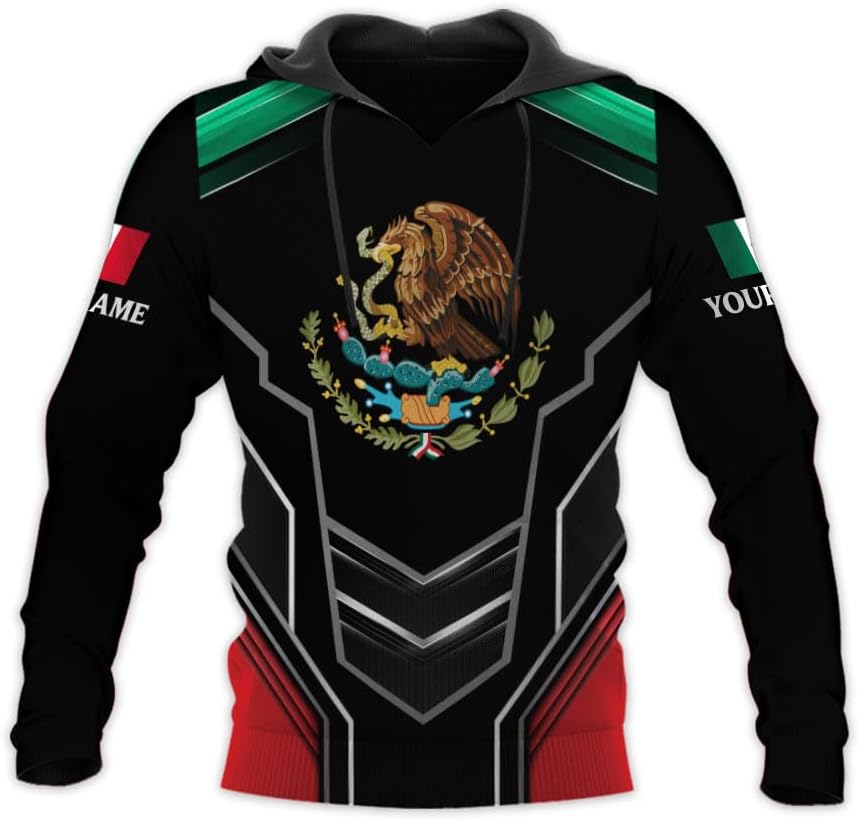 RoyalBro Personalized Mexico Shirts, Camisas De Mexico, Mexico Shirts for Men, Mexican Flag Jersey Shirt Mexico 3D Shirt