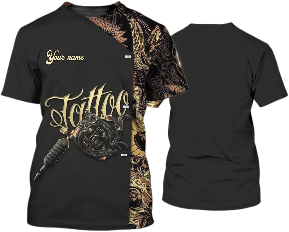Personalized 3D Classic Tattoo Uniform Tshirt, Gift for Tattoo Men Shirts