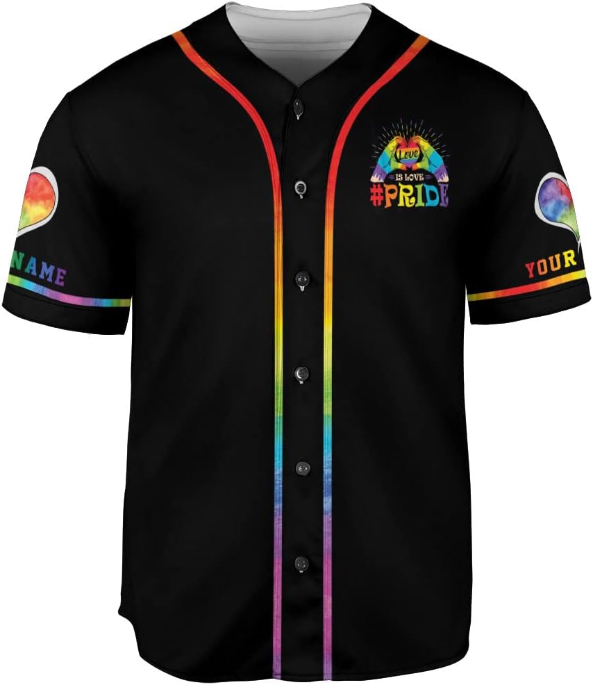 AOVL Personalized LGBT Pride Baseball Jersey Pride Hand LGBT Flag Jersey Rainbow Les Gay Shirts LGBT Pride Month Jerseys