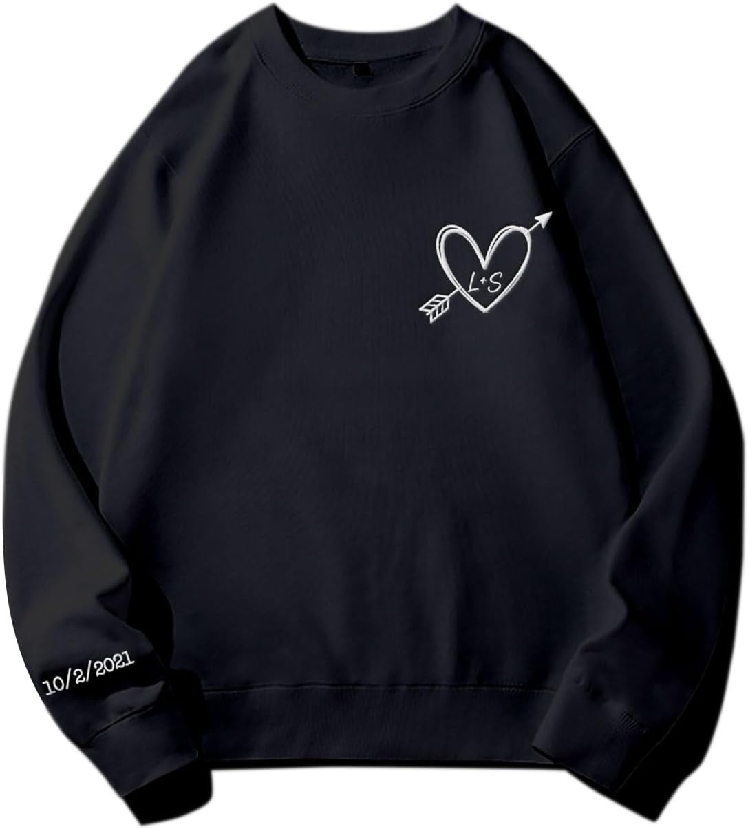 Custom Embroidered Roman Numeral Sweatshirt, Matching Sweatshirts for Couples, Couples Sweatshirt Valentine's Gift (Cotton, SS21)