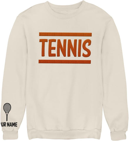 MAPrints Personalized Tennis Sweatshirt, Heartbeat Embroidery, Sport Gift