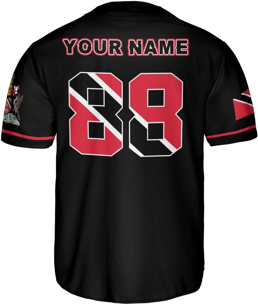 Podagree Personalized Trinidad & Tobago Baseball Jersey, Trinidad and Tobago Proud Flag Shirt Coat of Arms Gift Men Women