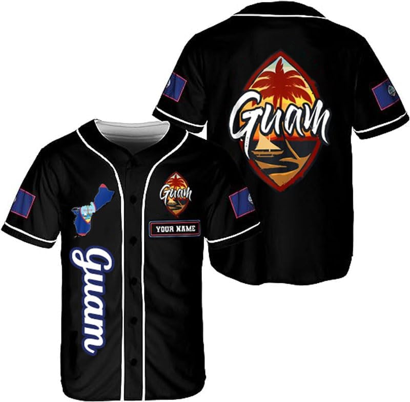 Parvii Personalized Guam Baseball Jersey Shirt, Guam Jersey, Guahan Flag Jersey, Guam Islander Pride Jersey for Men & Women