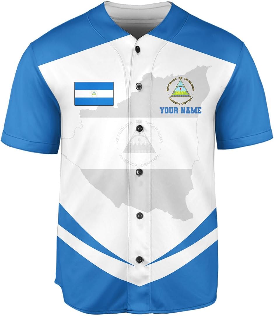 Podagree Personalized Nicaragua Baseball Jersey Shirt Name Nicaraguan Baseball Jersey for Men & Women Nicaraguan Camisas