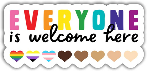 Everyone is Welcome Here Sticker LGBTQ+ Ally Be Kind Sticker, Gift Pride Month Sticker, Waterproof Vinyl Stickers for Laptop Kindle Car Tumbler Mug Phone Notebook