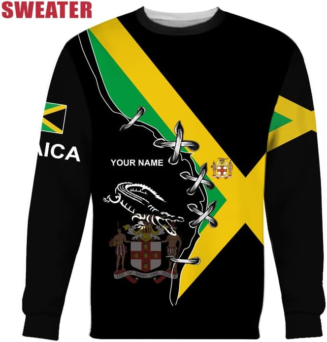 AOVL Personalized Jamaica Shirts Jamaican Pride T-Shirt Jamaica Flag Lion Tshirt Jamaicana Shirts Jamaica Shirt for Men Women
