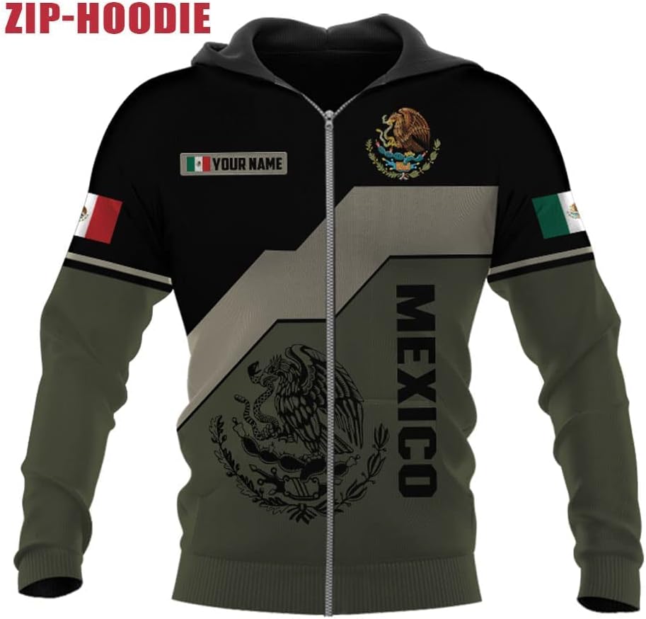 Mostefy Personalized Name Mexican Hoodie 3D, Customized Mexico Hoodies for Men and Women