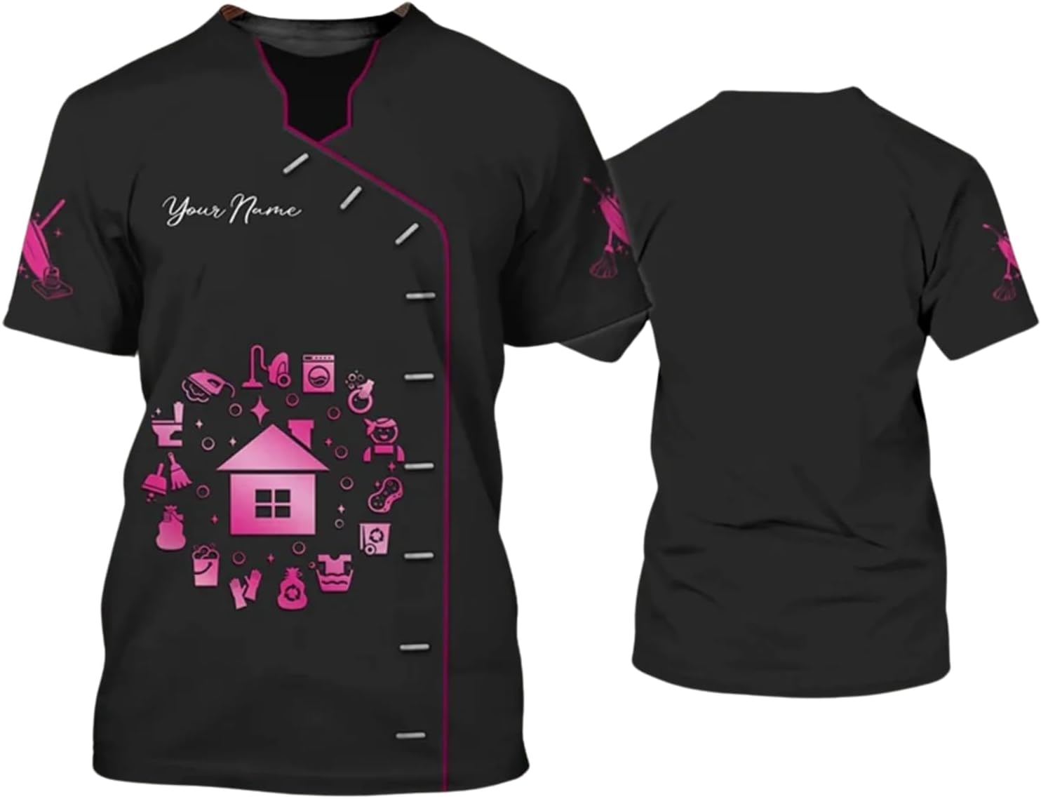 Pretyprints Custom Name Housekeeping Shirt for Housekeeper T-Shirt, Personalizde Name Housekeeper 3D All Printed Shirt
