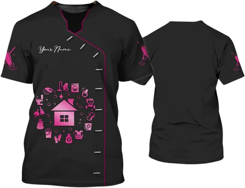 Pretyprints Custom Name Housekeeping Shirt for Housekeeper T-Shirt, Personalizde Name Housekeeper 3D All Printed Shirt