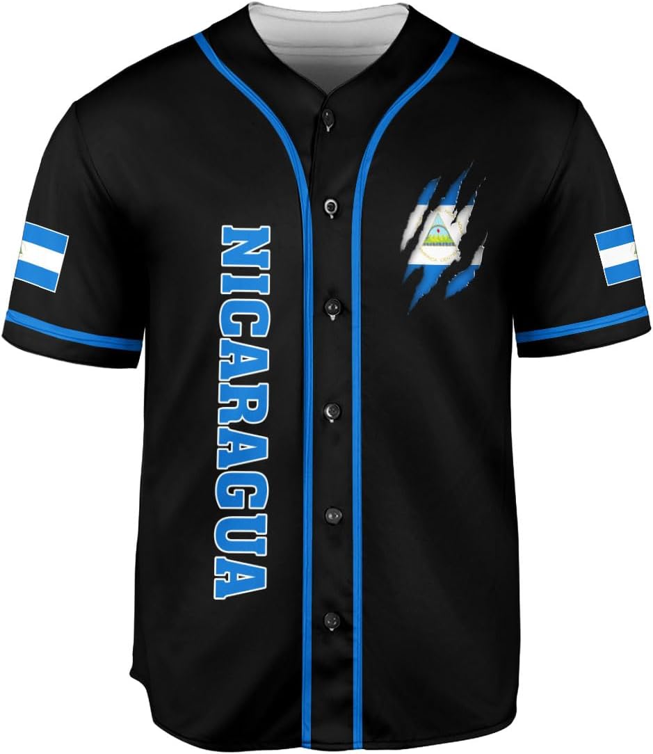 Podagree Personalized Nicaragua Baseball Jersey Shirt Name Nicaraguan Baseball Jersey for Men & Women Nicaraguan Camisas