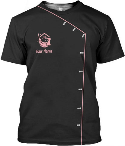 MoonArt Personalized Hoosekeeping Shirts 3D Over Print for Men & Women, Housekeeper House Cleaning Uniforms for Women