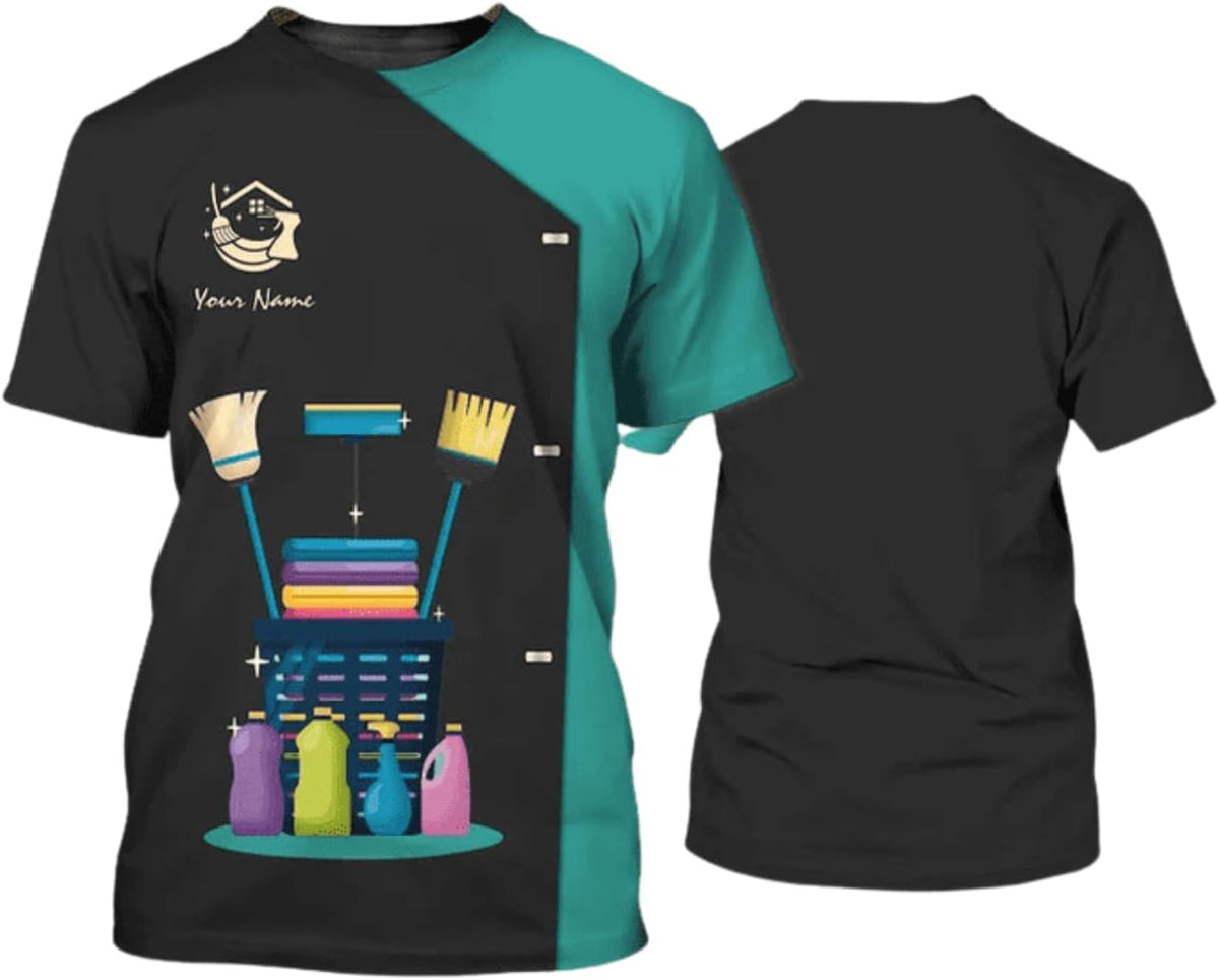 MAPrints Personalized Name Housekeeping Shirt 3D All Over Print, Cleaning Service Tshirt, Gifts for Housekeeper Men and Women