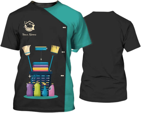 MAPrints Personalized Name Housekeeping Shirt 3D All Over Print, Cleaning Service Tshirt, Gifts for Housekeeper Men and Women
