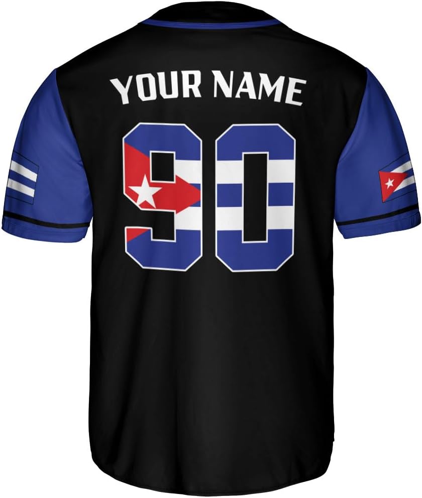 Podagree Personalized Cuba Baseball Shirt, Cuban Flag Jersey for Men and Women