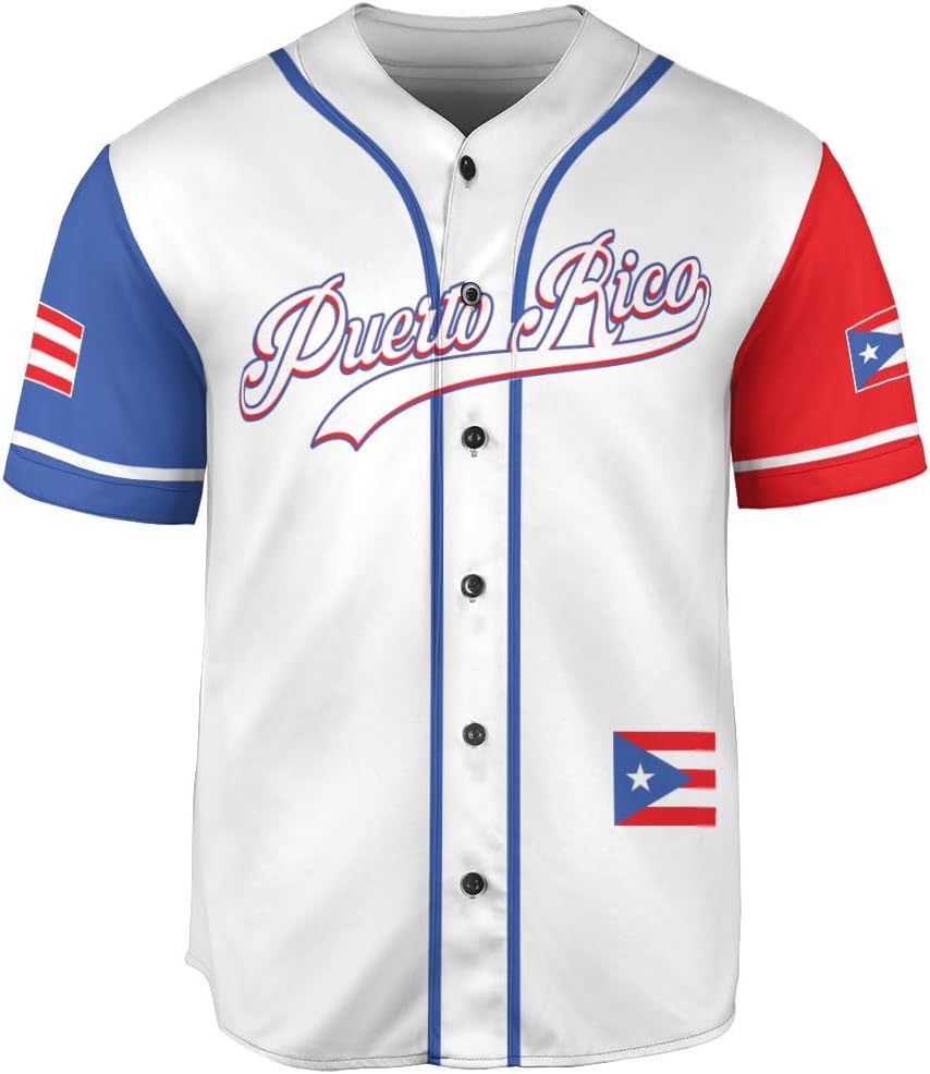 Podagree Personalized Puerto Rico Baseball Shirt Customized Puerto Rican Baseball Jersey Puerto Rican Baseball Gift for Men