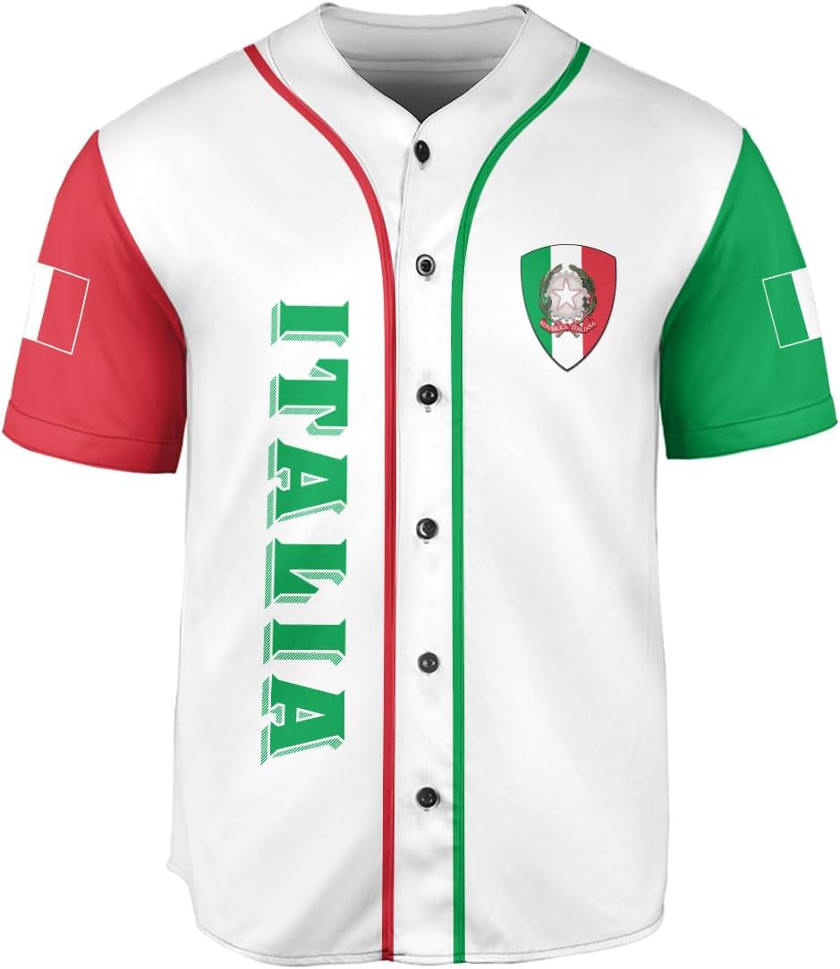 Parvii Personalized Italia Baseball Jersey, Italian Shirts for Men & Women, Italian Jersey, Italy Italian Flag Jesey Gift