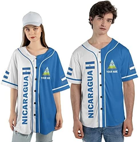 AOVL Personalized Nicaragua Baseball Jersey, Custom Nicaragua Baseball Jersey for Men & Women, Nicaraguan Camisas Shirt