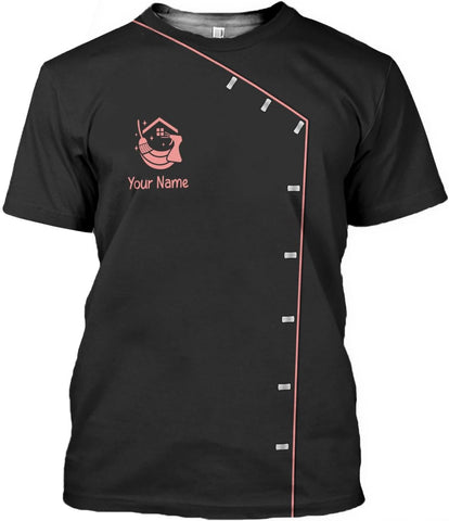 MoonArt Personalized Hoosekeeping Shirts 3D Over Print for Men & Women, Housekeeper House Cleaning Uniforms for Women