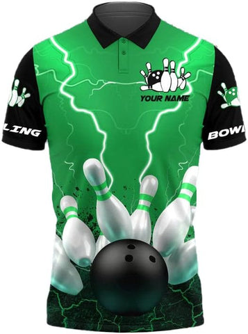Custom 3D Bowling Polo Shirts for Men and Women Personalized Team Name Gift Unisex Customized Bowling Short Sleeve Polo Shirt