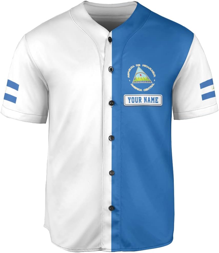 Personalized Nicaragua Baseball Jersey, Custom Nicaragua Baseball Jersey for Men & Women, Nicaraguan Camisas Shirt