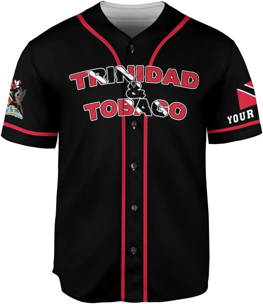 Podagree Personalized Trinidad & Tobago Baseball Jersey, Trinidad and Tobago Proud Flag Shirt Coat of Arms Gift Men Women