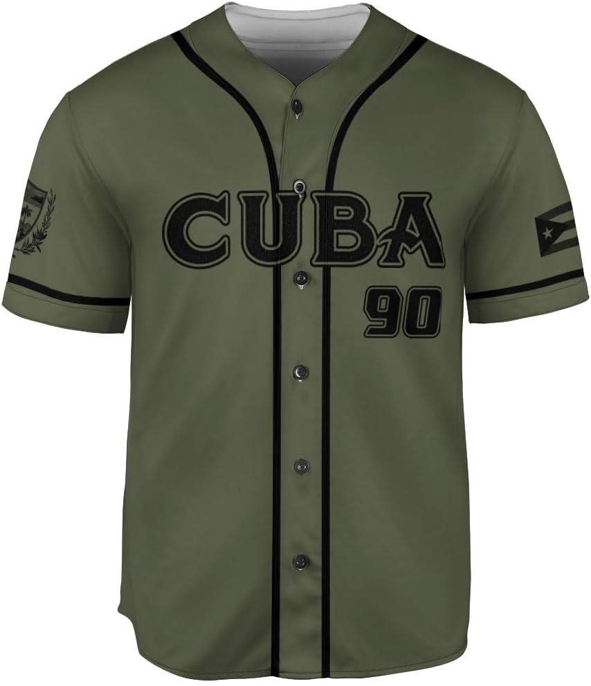 Podagree Personalized Cuba Baseball Shirt, Cuban Flag Jersey for Men and Women